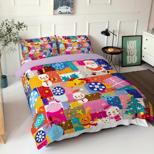 Colorful Bedding Set Snowman Duvet Cover Sets Queen King for Kids Bedroom Bedclothes with Pillowcase Sets