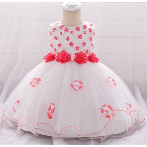 Baby Girl Dress 0-2 Year Birthday Flower Princess Dress for Baby Baptism Party Wedding Dress Tutu Children photograph Clothes