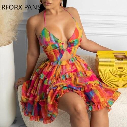 Women Cami Deep-V Floral Print Dress Sleeveless Party Bodycon Dress for Women Dress 2021