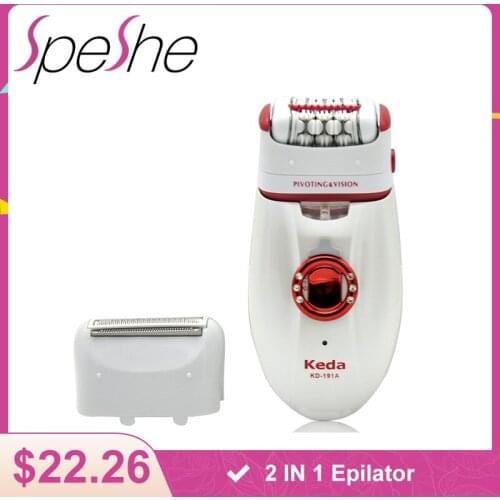 SPESHE 2 IN 1 Epilator Electric Painless Face Hair Depilators For Women Shave Leg Armpit Razor Bikini Trimmer Body Depilatory