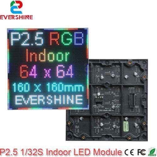 Evercollectvision 64x64 P2.5 Indoor Smd2121 1/32scan Full Color Led Module Panel Display 160x160mm RGB Led Matrix Wall Screen