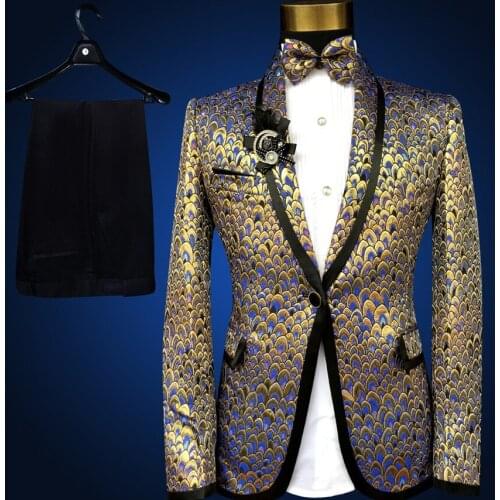 Hot Korean 2020 New Mens Singers Perform Stage Show Sequins Embroidered Blazers Plus Size Wedding Suit Men Costume Homme S-5XL