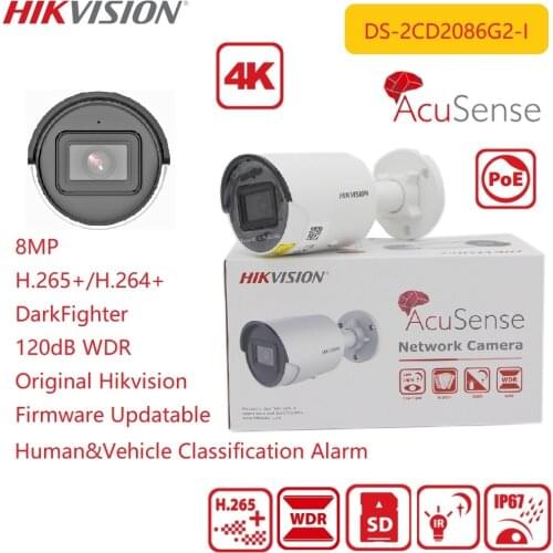 IP Camera 4K Hikvision 8MP DS-2CD2086G2-I Surveillance WDR Security Fixed Mini Bullet Network CCTV AcuSense Camera