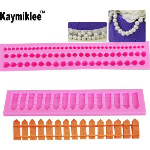 Kaymiklee C091 2PCS Fence&Pearl Silicone Mold Fondant Mould Cake Decorating Tools Chocolate Gumpaste Mold, Sugarcraft, Cake Tool