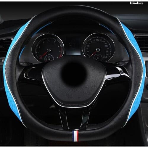 KOKOLOLEE Leather Car Steering Wheel Cover For Mitsubishi ASX Outlander Lancer Pajero L200 Mirage Triton Attrage