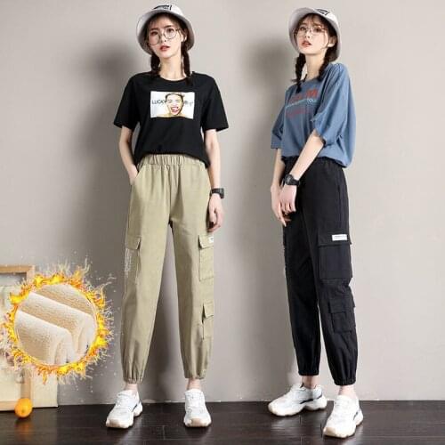 Overalls Womens Loose BT Straight-Leg Ankle-Banded Pants Hong Kong Style Slim-Fit High Waist Pants Casual Sports Pants