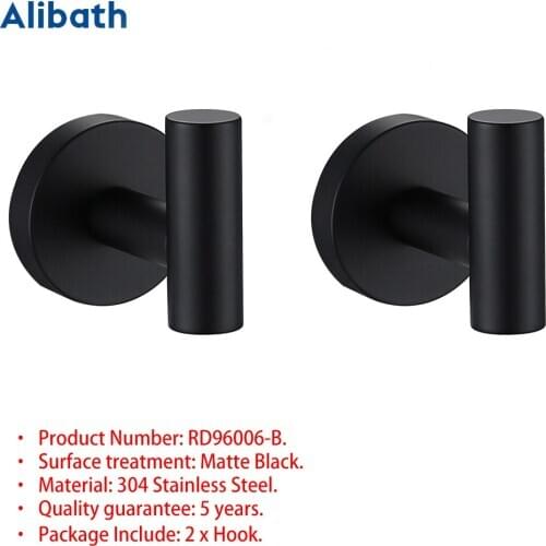 304 Stainless Steel Towel Hook Wall Mounted Coat Hanger Bathroom Accessories Black Painting Finish Robe Hook Modern Vintage