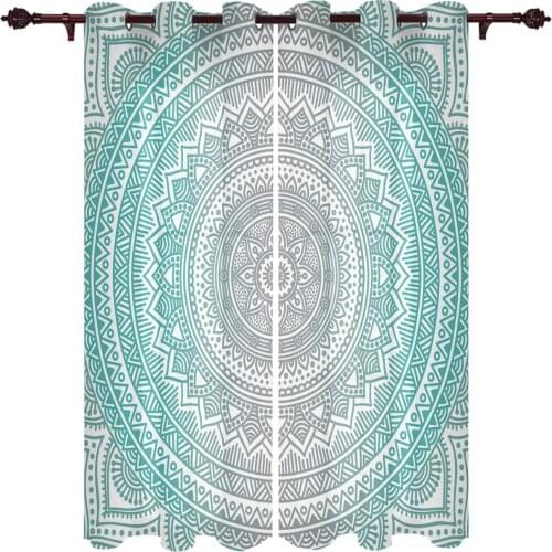 Kitchen Curtains Mandala Geometric Gradient Art Window Curtains for Living Room Bedroom Drapes Kids Bedroom Curtains