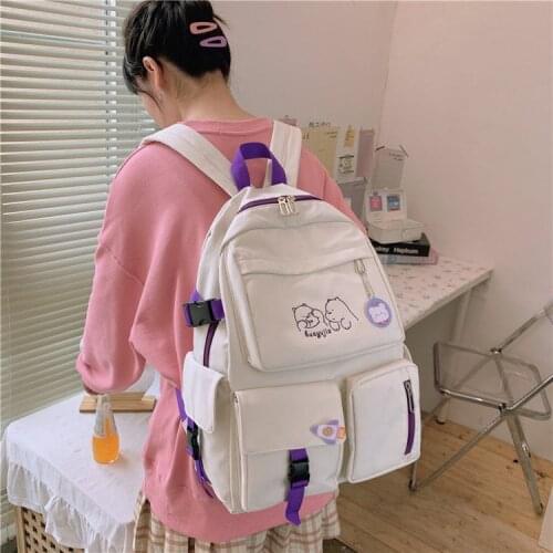 Cute Embroidery Large Capacity School Backpack Student School Backpacks For Teens Kawaii Female Korean Harajuku College Bookbag