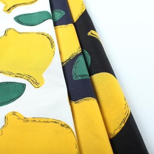 Lemon leaf pattern soft vintage fabric Retro style fabric Calico Printed cotton fabric for DIY Bag cloth dress 1 order=1meter