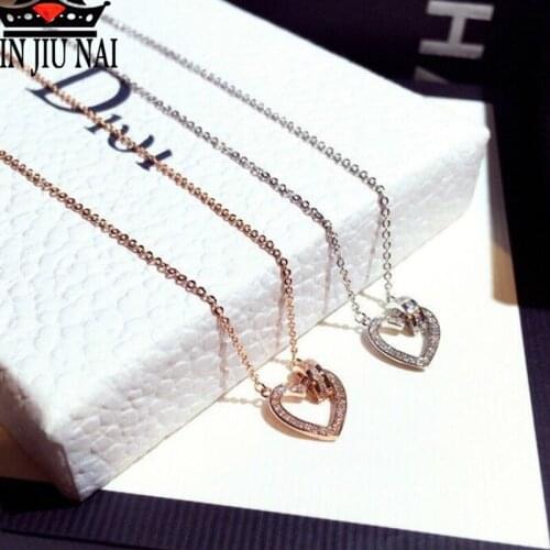New fashion Japanese and Korean trend super flash delicate rhinestone heart-shaped temperament short clavicle necklace