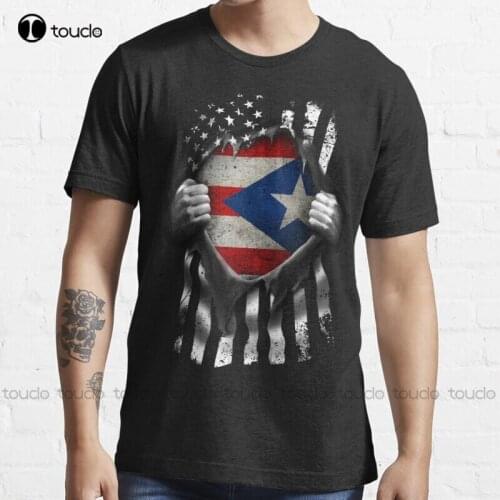 New Puerto Rican American Flag Usa Puerto Rico T-Shirt Cotton Tee Shirt white t shirts for men Unisex