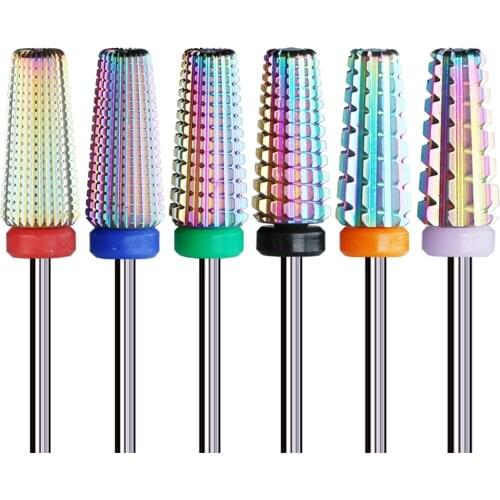 Rainbow 5 in 1 Carbide Nail Drill Bit for Removing Acrylic or Gel Nail Polish, Both Left and Right Handed - Two Way Rotate Use