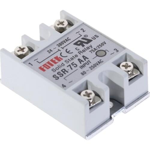 1pcs SSR-75AA 75A Solid State Relay Module 80-250V AC Input 24-380VAC