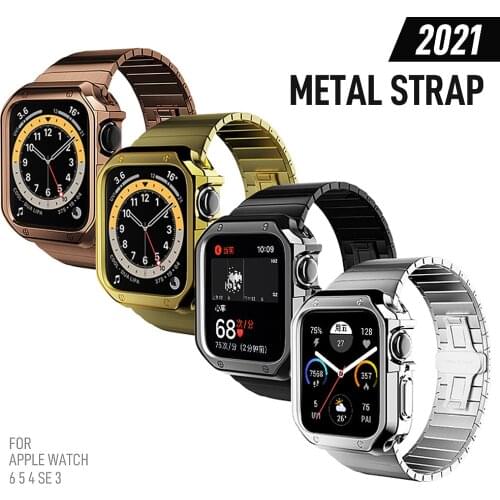 For Apple Watch Series 6 5 4 3 2 Band Strap 40mm 44mm 42mm Black Stainless Steel Bracelet Strap Adapter for iWatch Band 4 3 38mm