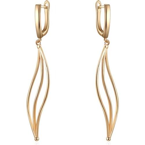 Simple Gold Metal Long Drop Earrings for Women Curve Geometric Dangle Statement Earrings Party Jewelry Accessories Gifts
