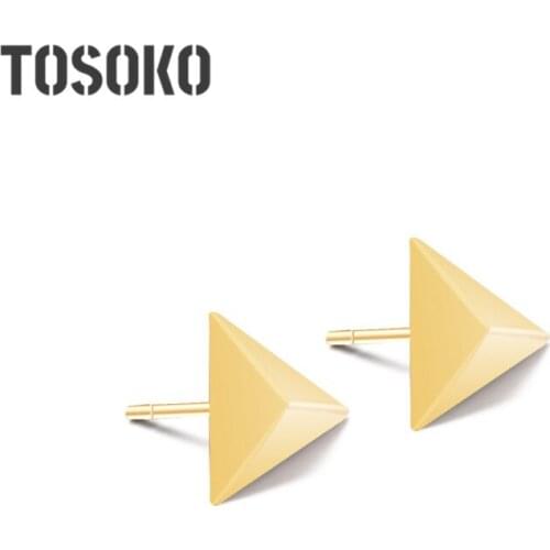 SODROV Stainless Steel Jewelry Simple Geometric Conical Triangle Earrings Womens Fashion Earrings BSF063