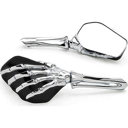 Brand NEW Black/Chrome Custom Motorcycle Skeleton Mirrors For Kawasaki EN Vulcan 450 500 LTD