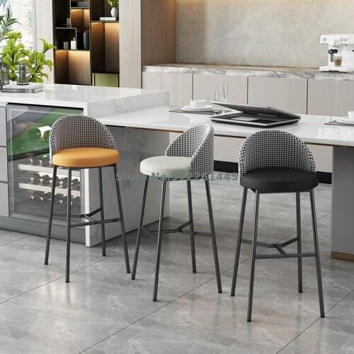 Light luxury bar stools modern minimalist home bar stools Nordic front desk bar stools net red stylish backrest high stools