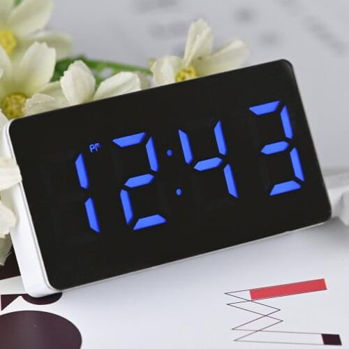 LED Mirror Digital MINI Alarm Clock Snooze Table Clock Wake Up Mute Calendar Dimmable Electronic Desktop clocks must usb work