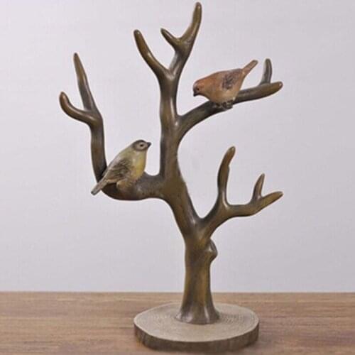 American Country Home Decorations Ornaments Resin Creative Crafts Ornaments Double Birds Stand Branches Tree Jewelry Stand