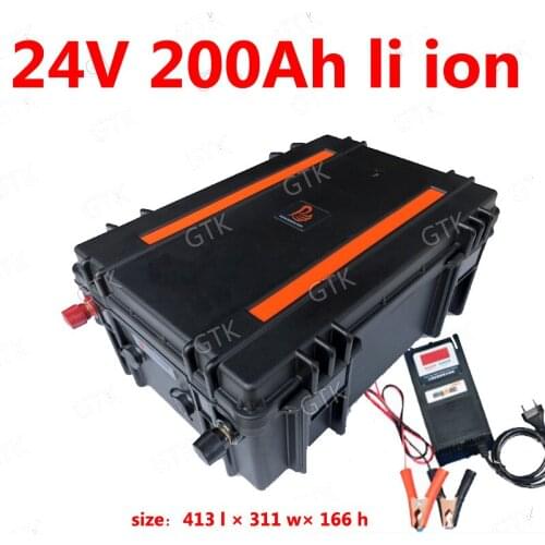 Waterproof 24V 200AH Lithium ion battery BMS 7s 24V li ion battery for RV Tricycle backup power van solar golf cart +20ACharger
