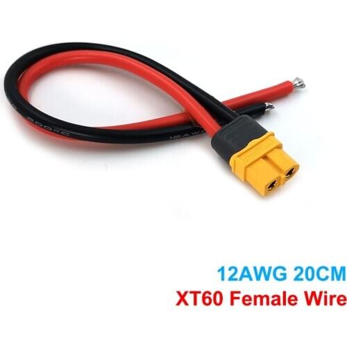 XT60 Female Conversion Wire Line Silicone Wire Charge Cable Adapter For Power Supply And RC Charger 20cm 12AWG
