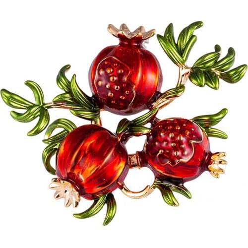 Red Enamel Pomegranate Brooches For Women Alloy Fruits Casual Weddings Brooch Pins Gifts