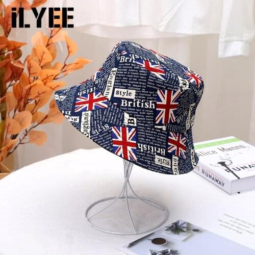 ILYEE 2021 New Designer UK Flag Print Bucket Hat Women Men Fishing Fisherman Beach Sun Hats Summer Outdoor Panama Hip Hop Cap