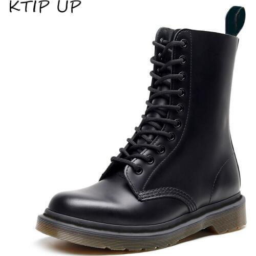 Women Boots Genuine Leather Boots Women Black Ankle Boots for Women Punk Motorcycle Boots Autumn Winter Shoes Women Shoes