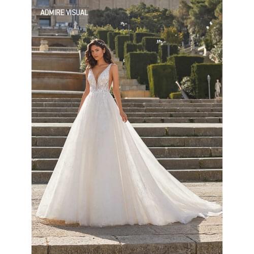 Wedding Dress Mermaid Lace Deep V-Neck Neckline Long Open-Back Marry With For Party Plus Size Bride Gown Vestidos De Novia