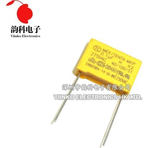 10pcs 275V X2 capacitor Pitch 15mm 275VAC X2 Polypropylene film capacitor 0.1uF 100nF