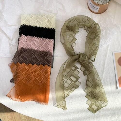 120*14.5CM Knit Pashmina Head Scarf Embroidered Wrap Shawl Lace Geometric Figure Floral Bandana Long Scarves Women Foulard