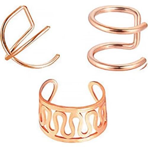 3Pcs/Set Fashion Women Ladies Ear Cuffs Simple Creative Cartilage Earrings Creative Non Pierced Earrings Jewelry Accessories