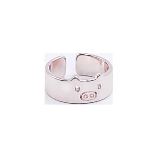 30PCS Trendy Pig Face Flat Rings Lovely Catoon Animal Series Unisex Fixed Size Opening Design