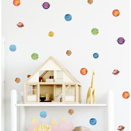 5Pcs Colorful Planet Decal Wall Sticker DIY Kids Room Bedroom Kindergarten Decor