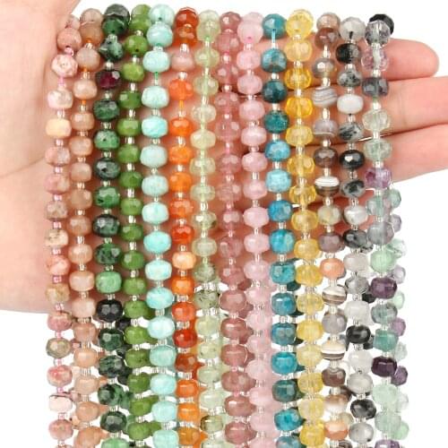 AA Natural Stone Amazonite Apatite Citrine Gems Faceted Column Loose Beads for Jewelry Making DIY Bracelets Accessories 15