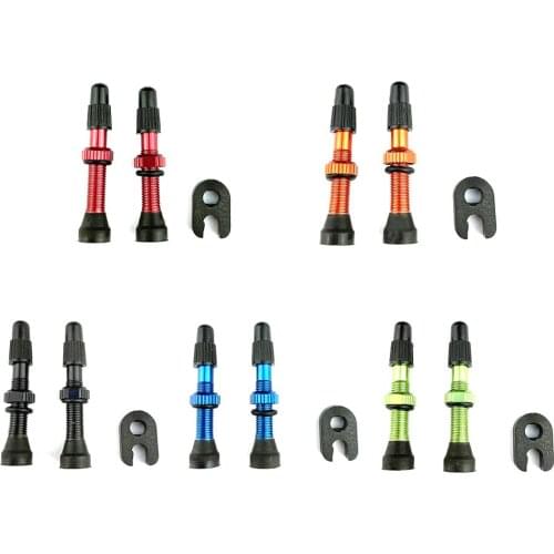 2pcs 48mm Aluminum Alloy Stem Bicycle Tubeless Stem Presta Valve Tire Valve Tubeless Tire W/Tools Valve Cap for Road MTB Bike