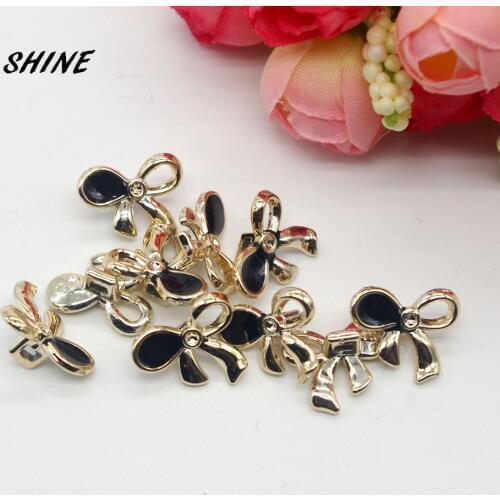 SHINE Plastic Sewing Buttons Scrapbooking Bowknot Gold Shank Originality 17 x 14mm 20 PCs Costura Botones Decorate CB0052