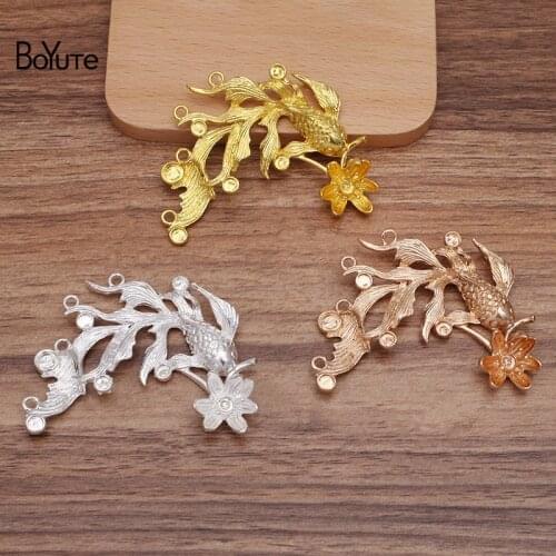 BoYuTe (10 Pieces/Lot) 63*48MM Metal Alloy Long Tail Goldfish DIY Handmade Jewelry Accessories Materials