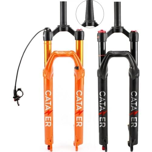 CATAZER 27.5/29er Bike Air Suspension Forks Remote /Hydraulic Lockout with Rebound Damping Travel 100mm Straight/Tapered 9x100mm