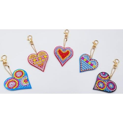 5pcs/set DIY Full Drill Diamond Painting Special Shaped heart Diamond Painting Women Girl Bag Key Chain Jewelry handmake gifts