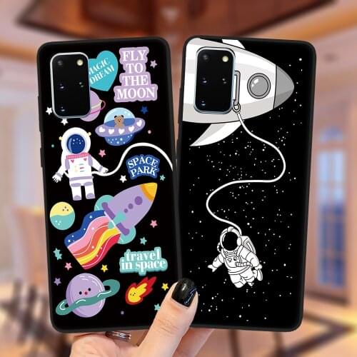 Cute Planet Star Space Phone Case For Samsung Galaxy S20 FE S9 S10 S21 Plus S10E Note 20 Ultra 10 Pro Black Soft Silicone Cover