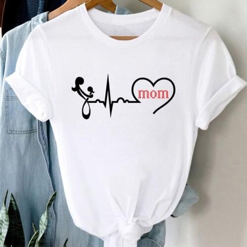 90s Girl Harajuku T-shirts Funny Electrocardiogram graphic tshirt Summer Short Sleeve t-shirt women Fashion Female T-shirt