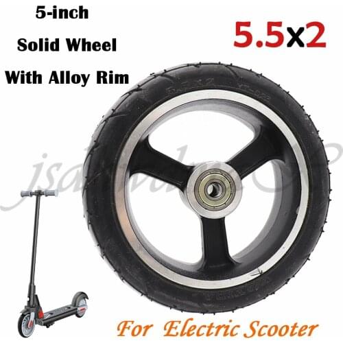 Good quality solid wheel 5 inch 5.5x2 145x40 fast wheel Carbon fiber scooter solid tire with alloy rim