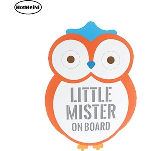 HotMeiNi 13cm x 9.2cm Little Mister on Board Owl Shape Car Sticker Baby on Board Rear Windshield Decal Reflective Car Styling