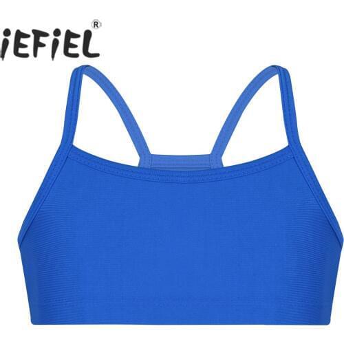 IEFiEL Kids Girls Dance Vest Dancewear Gymnastics Exercise Stretchy Tanks Bra Tops Crop Top Ballet Dance Ballerina Costumes Tops