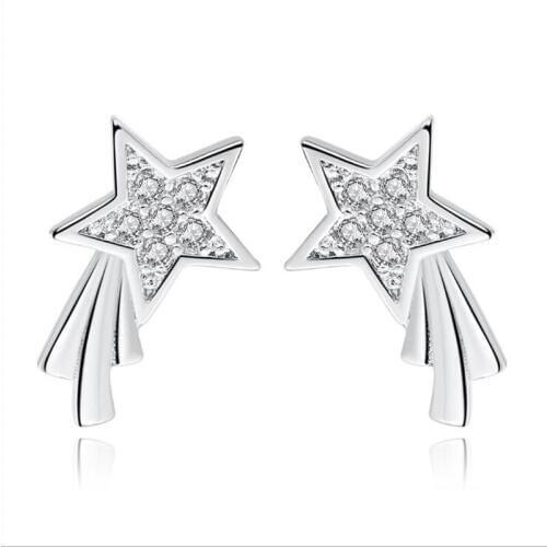KOFSAC New Fashion 925 Silver Earrings For Women Party Sweet Micro Inlay Zircon Meteor Stud Earring Jewelry Valentines Day Gift