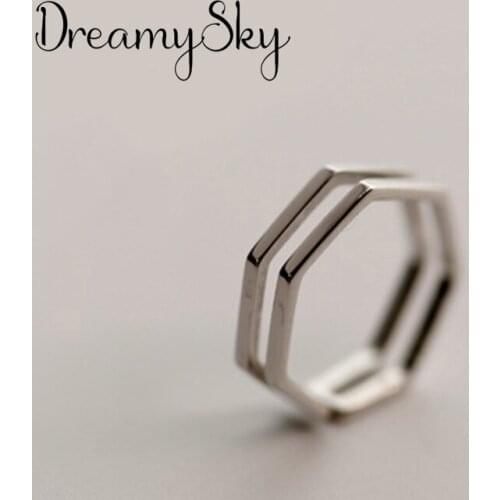 New Arrivals Vintage Hexagon Rings For Women Large Adjustable Size Finger Ring Fashion Charm Jewelry Valentines Day Gift