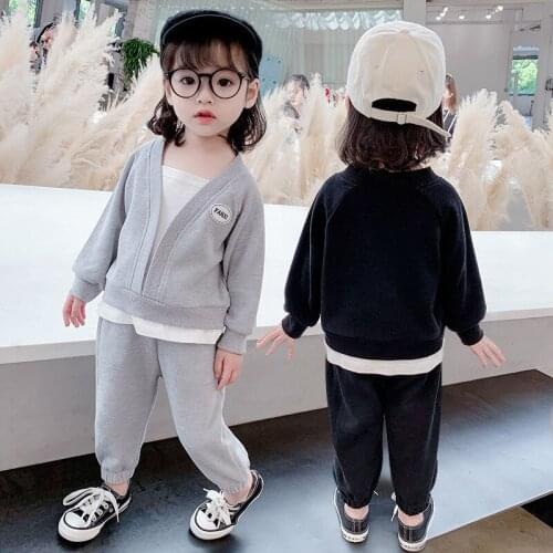 Girls Leisure Sets 2021 Spring And Autumn Children Wear Baby Fashion Two Piece Sports Clothing Wholesale